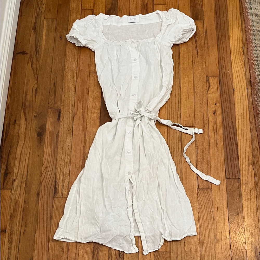 Sleeper White Button-Down Midi Dress